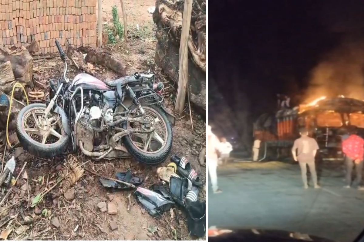 CG News: तीन मौतों से भड़का ग्रामीणों का गुस्सा, दुर्घटनाग्रस्त ट्रक को लगाई आग