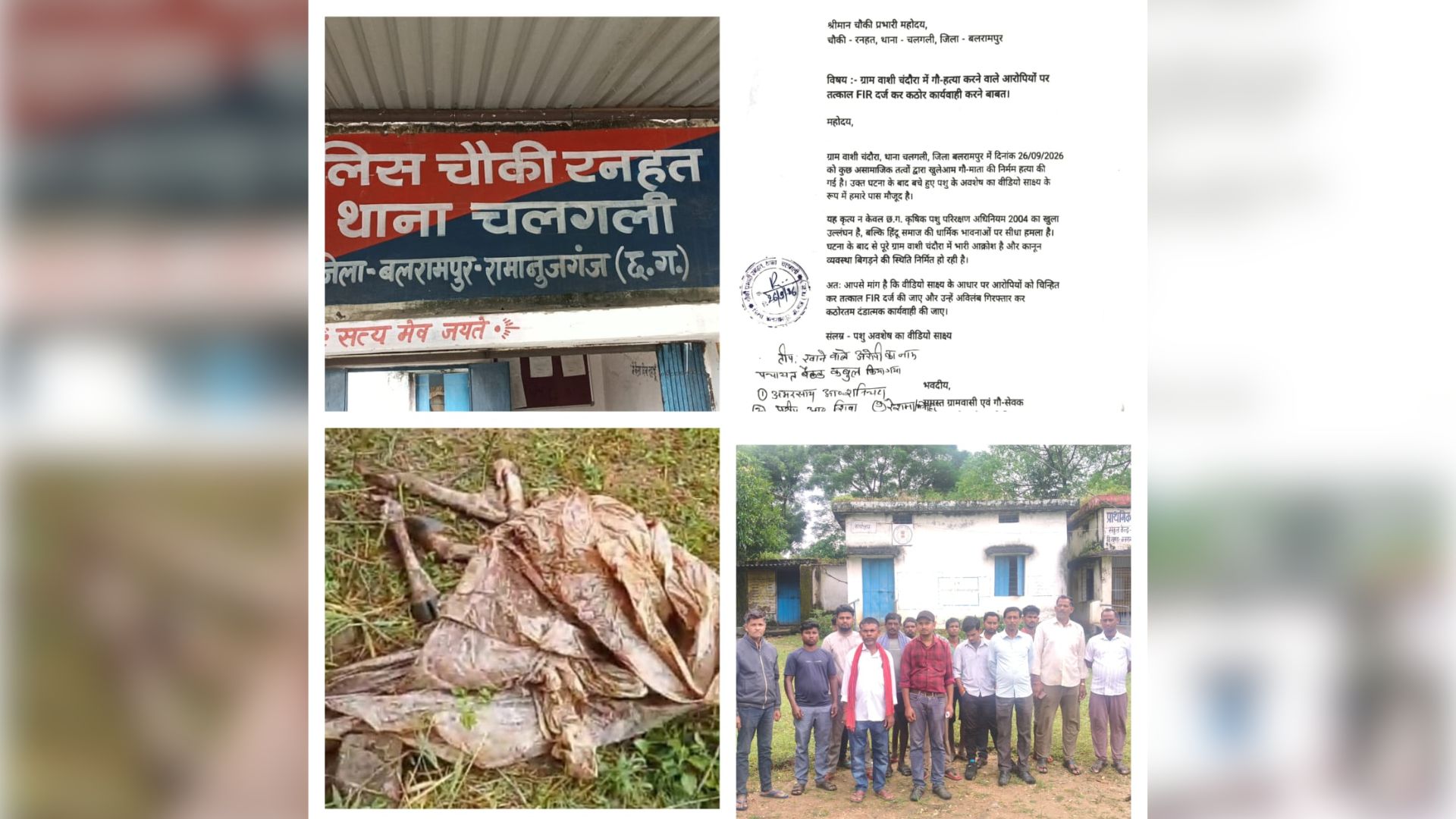 Balrampur News: गौ-हत्या के आरोप को लेकर ग्रामीणों ने पुलिस को सौंपा आवेदन, वीडियो साक्ष्य के आधार पर जांच की मांग